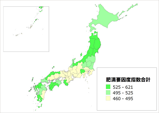 肥満要因度指数 ※調査対象 20歳以上の男性