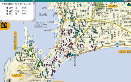 図1：車種別担当セールスマン顧客分布図