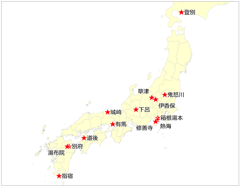 観光地（温泉地）の来訪者数の変動と地域別動向（図10）